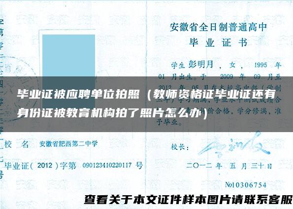 毕业证被应聘单位拍照（教师资格证毕业证还有身份证被教育机构拍了照片怎么办）