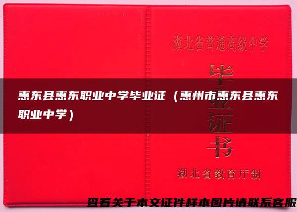 惠东县惠东职业中学毕业证（惠州市惠东县惠东职业中学）