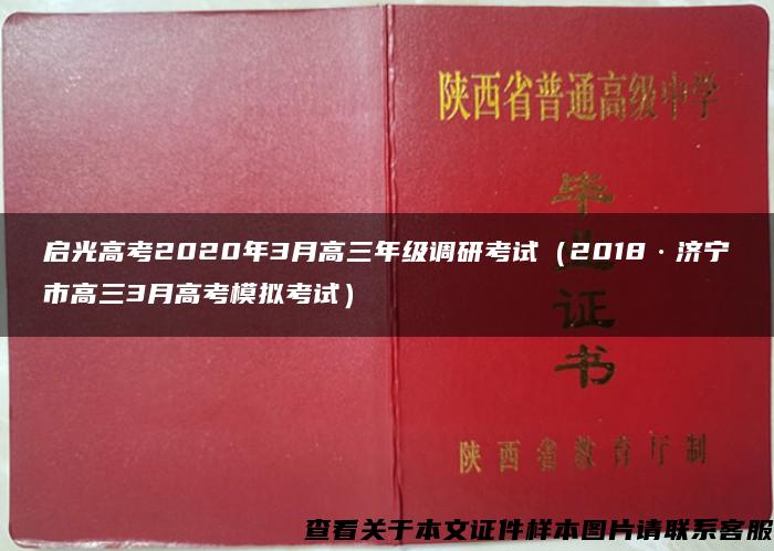 启光高考2020年3月高三年级调研考试（2018·济宁市高三3月高考模拟考试）