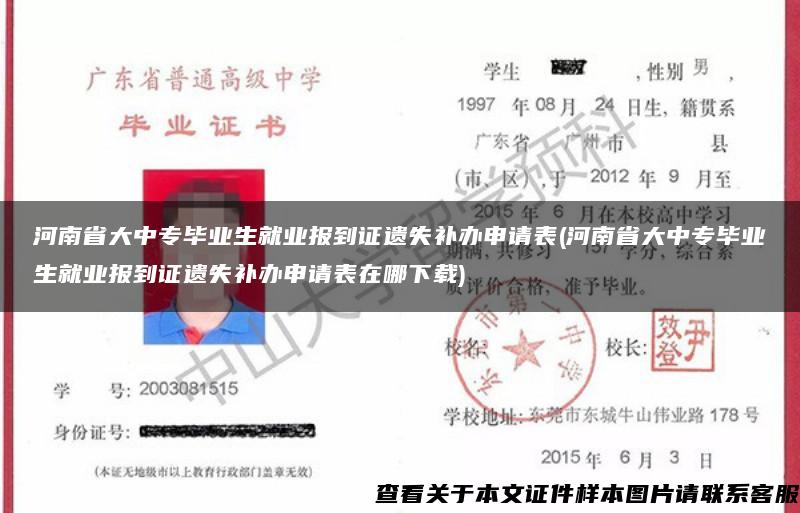 河南省大中专毕业生就业报到证遗失补办申请表(河南省大中专毕业生就业报到证遗失补办申请表在哪下载)