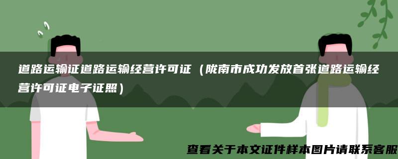 道路运输证道路运输经营许可证（陇南市成功发放首张道路运输经营许可证电子证照）