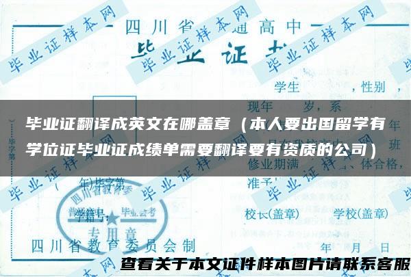 毕业证翻译成英文在哪盖章（本人要出国留学有学位证毕业证成绩单需要翻译要有资质的公司）