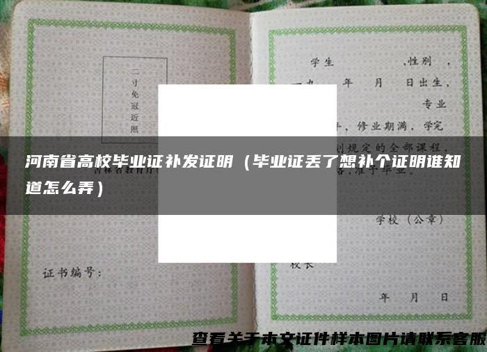 河南省高校毕业证补发证明（毕业证丢了想补个证明谁知道怎么弄）