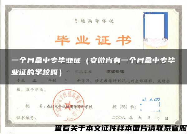 一个月拿中专毕业证（安微省有一个月拿中专毕业证的学校吗）