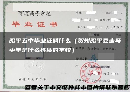 昭平五中毕业证叫什么（贺州昭平县走马中学是什么性质的学校）