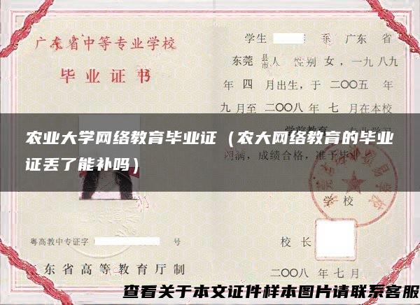 农业大学网络教育毕业证（农大网络教育的毕业证丢了能补吗）