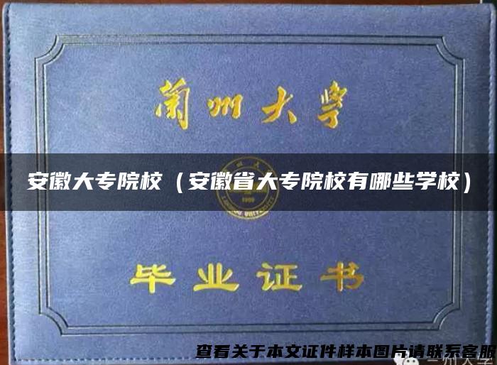 安徽大专院校（安徽省大专院校有哪些学校）