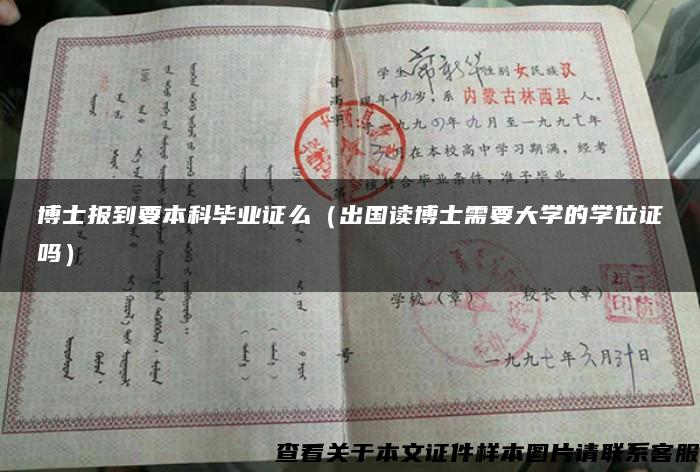 博士报到要本科毕业证么（出国读博士需要大学的学位证吗）