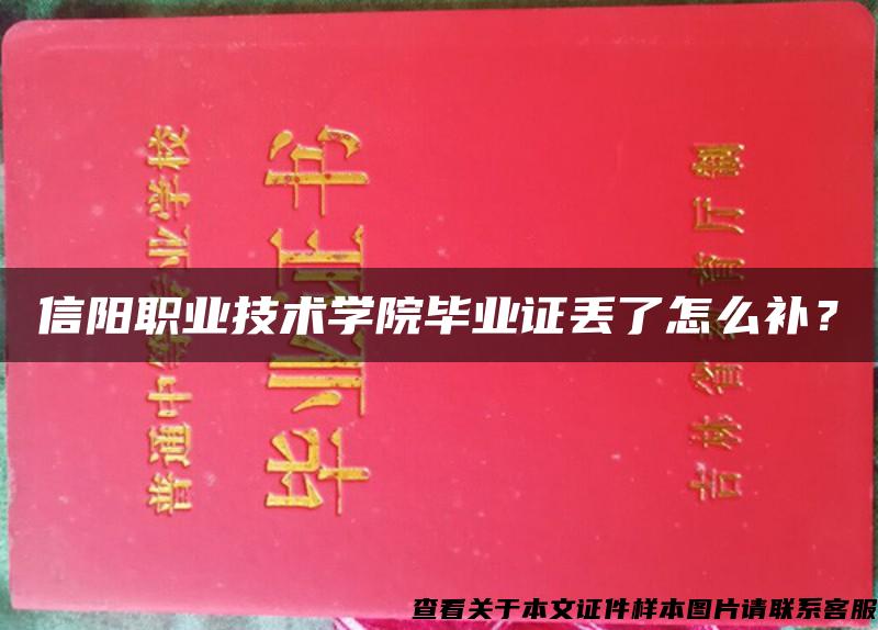 信阳职业技术学院毕业证丢了怎么补？