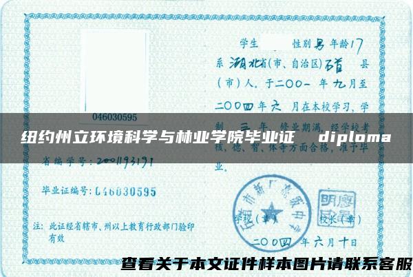 纽约州立环境科学与林业学院毕业证  diploma