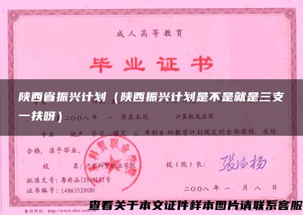 陕西省振兴计划（陕西振兴计划是不是就是三支一扶呀）