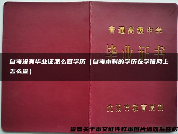 自考没有毕业证怎么查学历（自考本科的学历在学信网上怎么查）