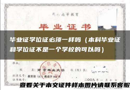 毕业证学位证必须一样吗（本科毕业证和学位证不是一个学校的可以吗）