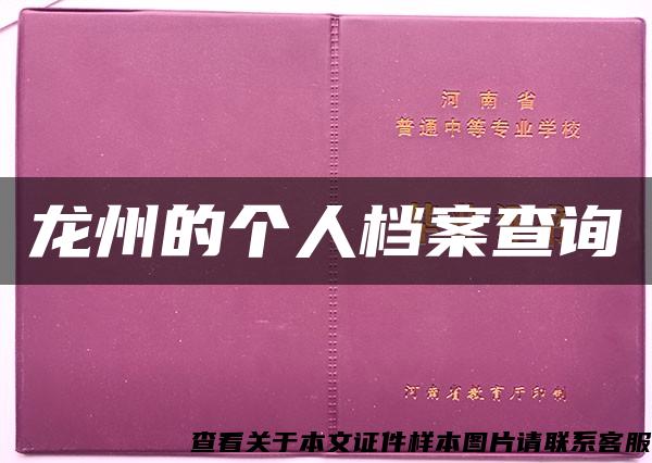 龙州的个人档案查询