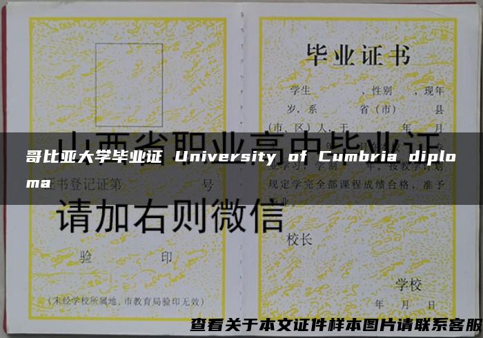 哥比亚大学毕业证 University of Cumbria diploma