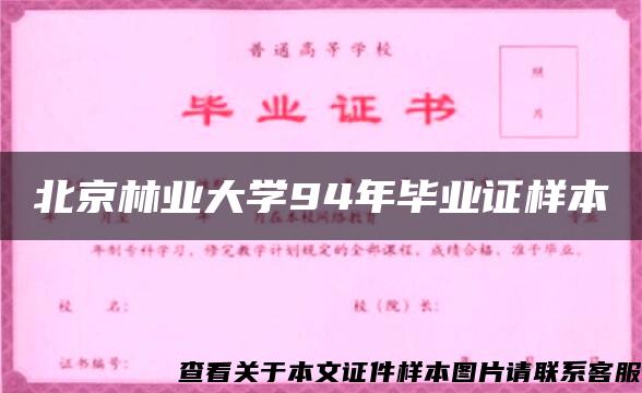 北京林业大学94年毕业证样本