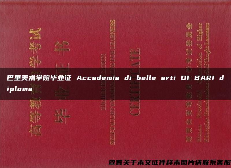 巴里美术学院毕业证 Accademia di belle arti DI BARI diploma