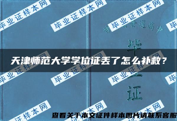 天津师范大学学位证丢了怎么补救？