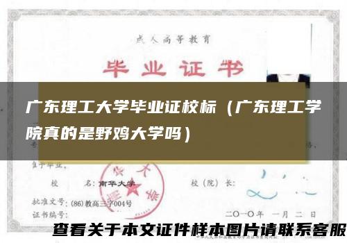 广东理工大学毕业证校标（广东理工学院真的是野鸡大学吗）