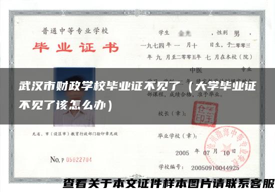 武汉市财政学校毕业证不见了（大学毕业证不见了该怎么办）