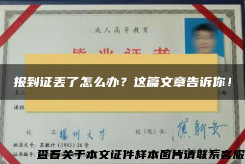 报到证丢了怎么办？这篇文章告诉你！