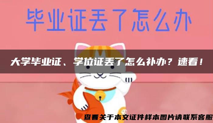 大学毕业证、学位证丢了怎么补办？速看！