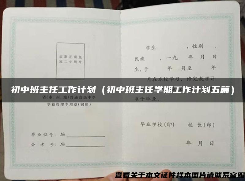 初中班主任工作计划（初中班主任学期工作计划五篇）