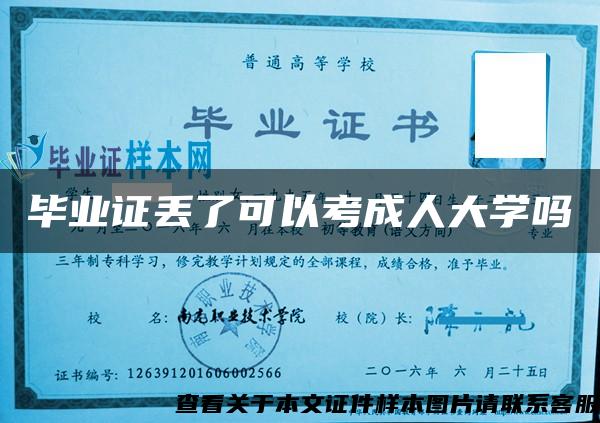 毕业证丢了可以考成人大学吗