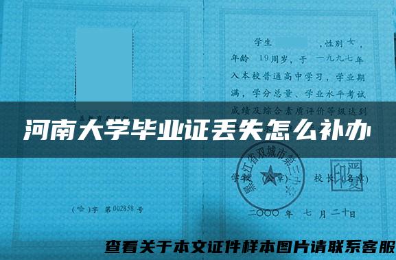 河南大学毕业证丢失怎么补办