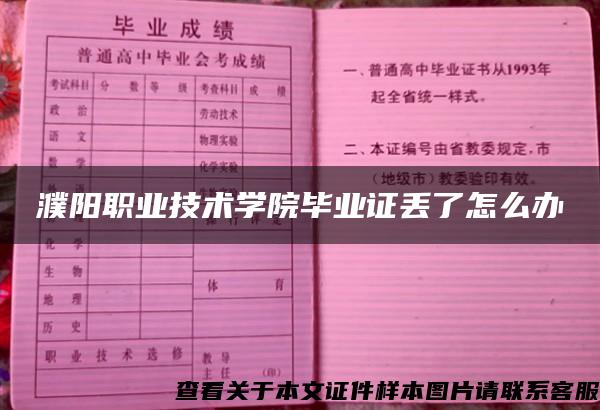 濮阳职业技术学院毕业证丢了怎么办