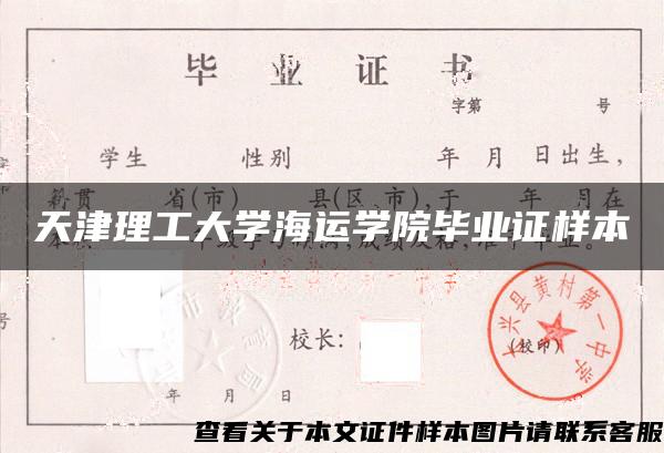 天津理工大学海运学院毕业证样本