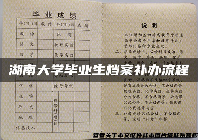 湖南大学毕业生档案补办流程