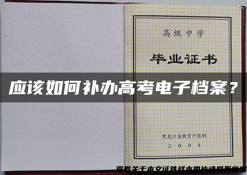 应该如何补办高考电子档案？