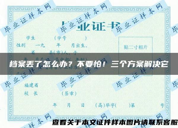 档案丢了怎么办？不要怕！三个方案解决它