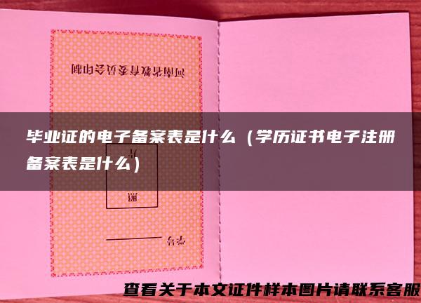 毕业证的电子备案表是什么（学历证书电子注册备案表是什么）