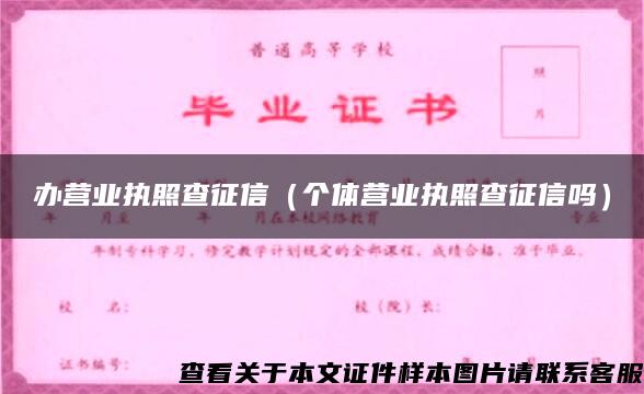 办营业执照查征信（个体营业执照查征信吗）