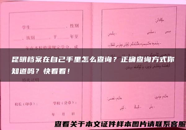 昆明档案在自己手里怎么查询？正确查询方式你知道吗？快看看！