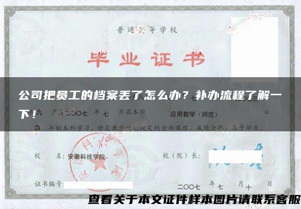 公司把员工的档案丢了怎么办？补办流程了解一下！