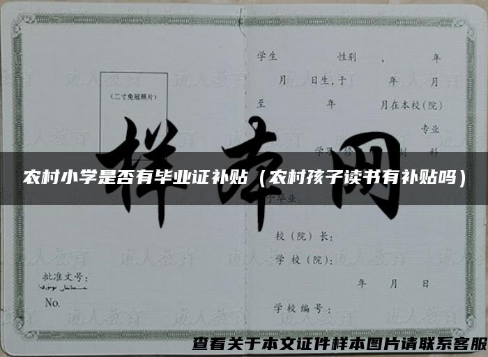 农村小学是否有毕业证补贴（农村孩子读书有补贴吗）