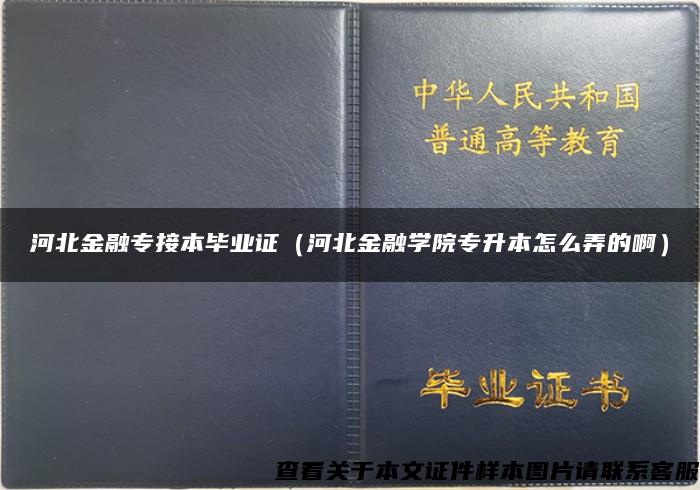 河北金融专接本毕业证（河北金融学院专升本怎么弄的啊）