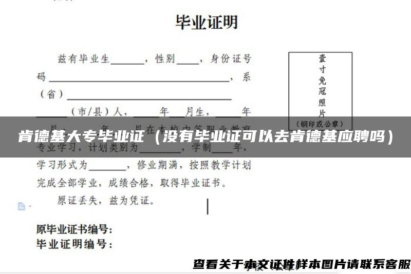 肯德基大专毕业证（没有毕业证可以去肯德基应聘吗）