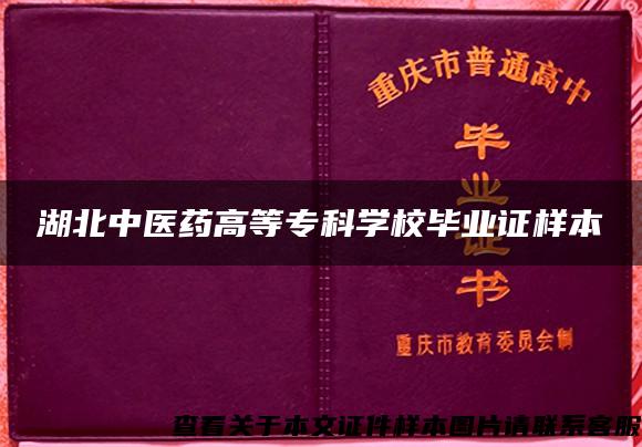 湖北中医药高等专科学校毕业证样本