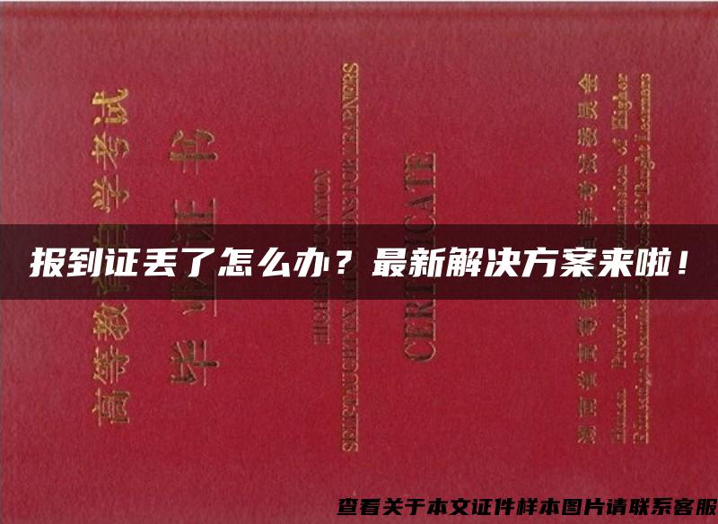 报到证丢了怎么办？最新解决方案来啦！