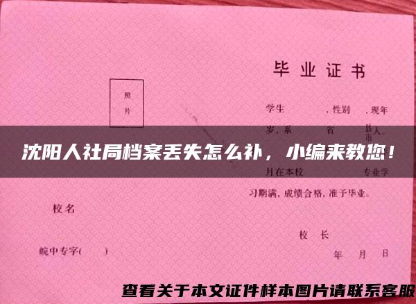 沈阳人社局档案丢失怎么补，小编来教您！