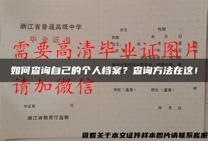 如何查询自己的个人档案？查询方法在这！