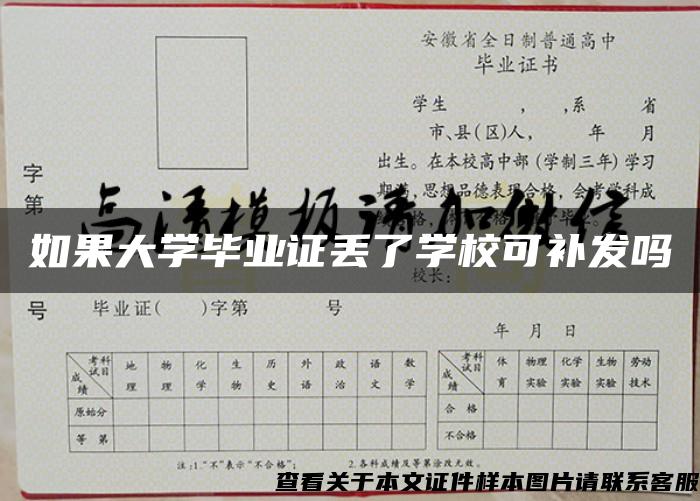 如果大学毕业证丢了学校可补发吗