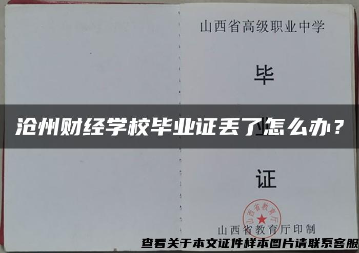 沧州财经学校毕业证丢了怎么办？