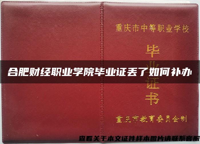 合肥财经职业学院毕业证丢了如何补办