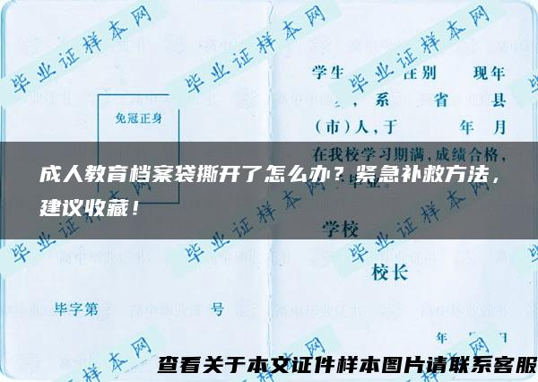 成人教育档案袋撕开了怎么办？紧急补救方法，建议收藏！