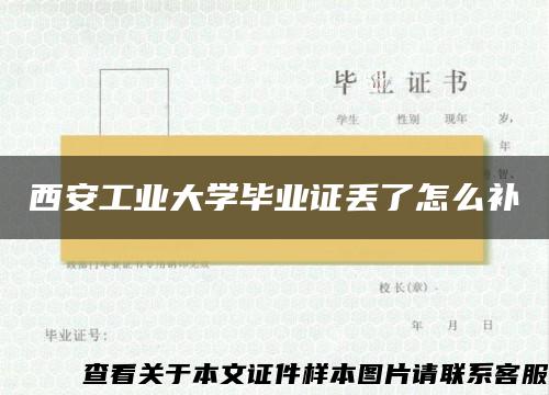 西安工业大学毕业证丢了怎么补